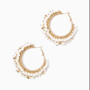 NWT Lilly Pulitzer Birthday White Resort Hoop Earrings